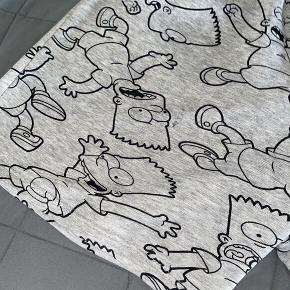 H&M Divided Bart Simpsons All Over Print Men's Fleece Shorts Gray & Black Large - Picture 3 of 6